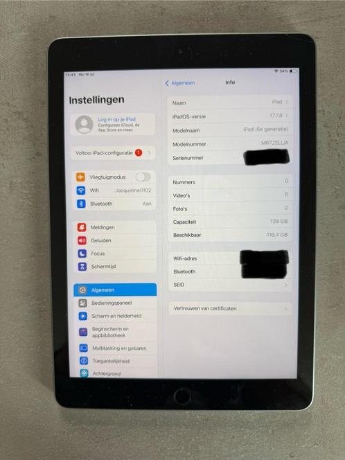 Apple tablet - iPad 9,7 -inch - 128GB, Computers en Software, Apple iPads, Gebruikt, Apple iPad, Wi-Fi, 9 inch, 128 GB, Zwart