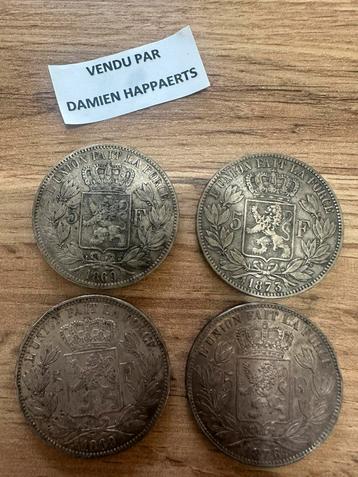 4 Pieces ARGENT 5 Francs Belgique Leopold 2 beschikbaar voor biedingen