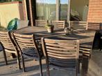 Tuinset tafel+stoelen, Tuin en Terras, Ophalen, Gebruikt, Rechthoekig, Teakhout