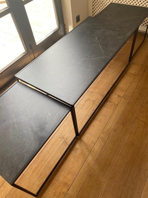 Salontafel 3delig marmeren look, Huis en Inrichting, Tafels | Salontafels, Zo goed als nieuw, Minder dan 50 cm, 50 tot 100 cm