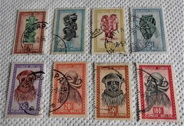 set van 8 postzegels - Belgisch Congo - gebruikt