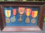 5 Belgische WO1 medailles in een lijst., Verzamelen, Ophalen of Verzenden