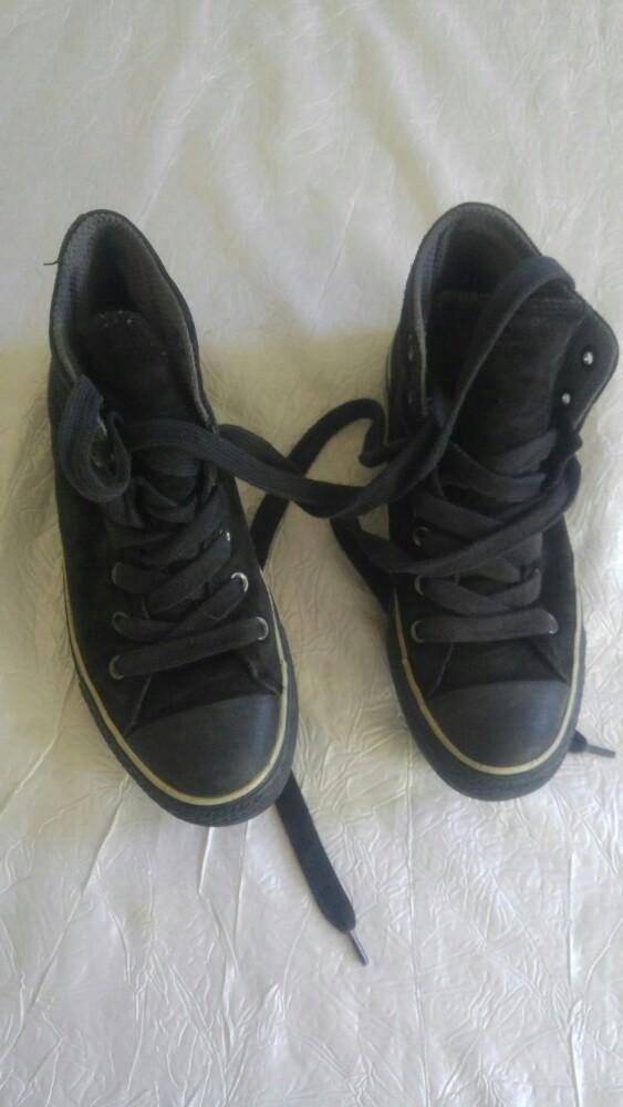 Chaussures baskets hauts Converse vrai cuir daim noir p38, Enlèvement ou Envoi, Porté, Noir
