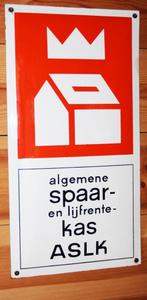 ASLK Emaille Reclamebord / Jaren 70, Verzamelen, Merken en Reclamevoorwerpen, Ophalen of Verzenden, Zo goed als nieuw, Reclamebord
