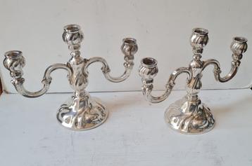 Set van 2 massief zilveren kandelaars gemerkt 800 ca 1920-19 beschikbaar voor biedingen