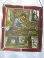 Vintage glasraam van het ambacht  " De timmerman "., Antiek en Kunst, Ophalen of Verzenden