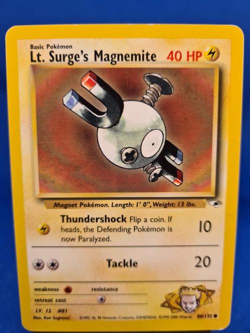 Lt. Surge's Magnemite 80/132 - Gym Heroes, Hobby en Vrije tijd, Verzamelkaartspellen | Pokémon, Zo goed als nieuw, Verzenden
