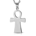 Anch Ankh kruis hanger in edelstaal - OP=OP - OPRUIMING!, Ophalen of Verzenden, Nieuw, Zilver, Overige materialen