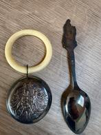 Zilvere ramelaar en zilver lepeltje, Antiek en Kunst, Ophalen of Verzenden, Zilver