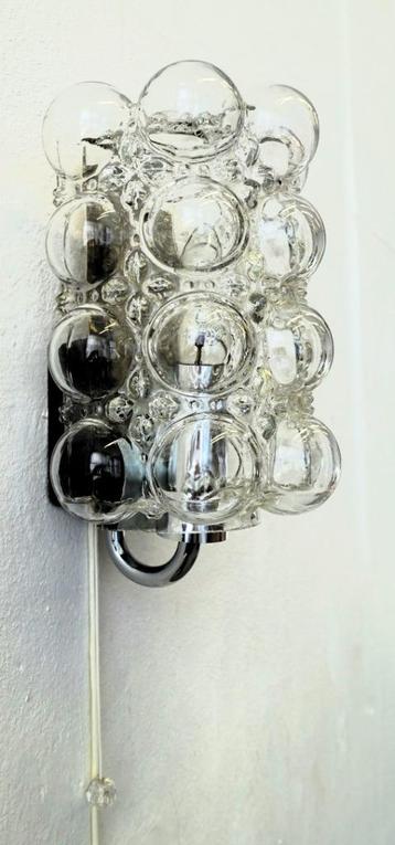 Vintage bubble wandlamp Helena Tynell Glashütte Limburg lamp, Enlèvement ou Envoi, Utilisé, Vintage design 70's Bubble lamp sixties chroom