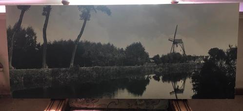 Vintage : Zwart / Witte foto op hout van de Damse Vaart., Huis en Inrichting, Woonaccessoires | Wanddecoraties, Zo goed als nieuw