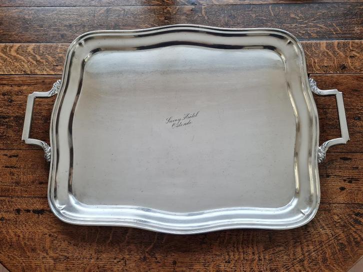 Verzilverd Dienblad "Hotel Savoy Ostende", Antiek en Kunst, Antiek | Zilver en Goud, Zilver, Ophalen
