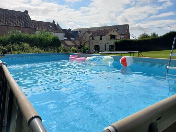 Intex 732x366x132cm + zandfilter, warmtepomp en accessoires, Tuin en Terras, Zwembaden, Gebruikt, Opzetzwembad, 120 cm of meer