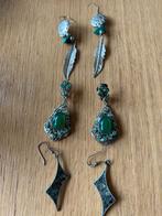 3 paires de boucles d'oreilles en argent et jade, Comme neuf, Argent, Enlèvement ou Envoi, Argent
