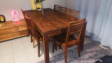 Superbe table à manger Teak haut de gamme + 6 chaises