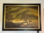 Groot schilderij in zwart-gouden kader - 1x1,4 meter, Antiek en Kunst, Kunst | Schilderijen | Klassiek, Ophalen