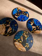 Unieke Handbeschilderde Onderzetters Blue Chique ByJ&S, Ophalen of Verzenden, Nieuw, Glas of Kopje