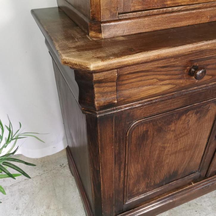 Hoge antieke Franse Louis Philippe Deux Corps vitrine, Antiquités & Art, Antiquités | Meubles | Armoires, Enlèvement