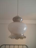 Vintage antieke hanglampen in opaal glas grijs - wit, Ophalen of Verzenden, Zo goed als nieuw