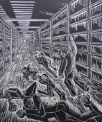 RUDY VAN HAUWE / VERLOREN EINDE / HOUTSNEDE / 45x36cm / SIG, Ophalen of Verzenden