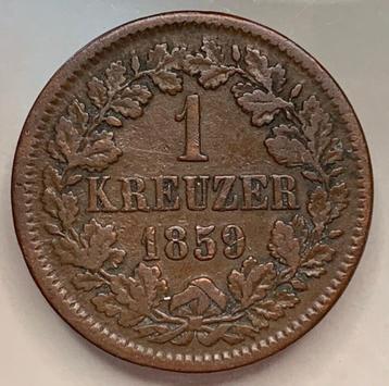 1 Kreuzer 1859 Baden . Friedrich I