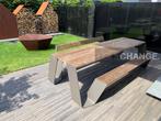 Extremis Hopper 300 cm picknicktafel incl. rugleuning Earth, Ophalen, Zo goed als nieuw, Rechthoekig, Hout
