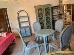 Tafel met 4 stoelen en rek in rotan stijl, Maison & Meubles, Tables | Dessertes, Enlèvement, Utilisé