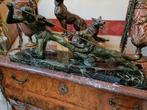 Art deco brons beeld jager met speer,, Antiquités & Art, Antiquités | Bronze & Cuivre, Bronze, Enlèvement