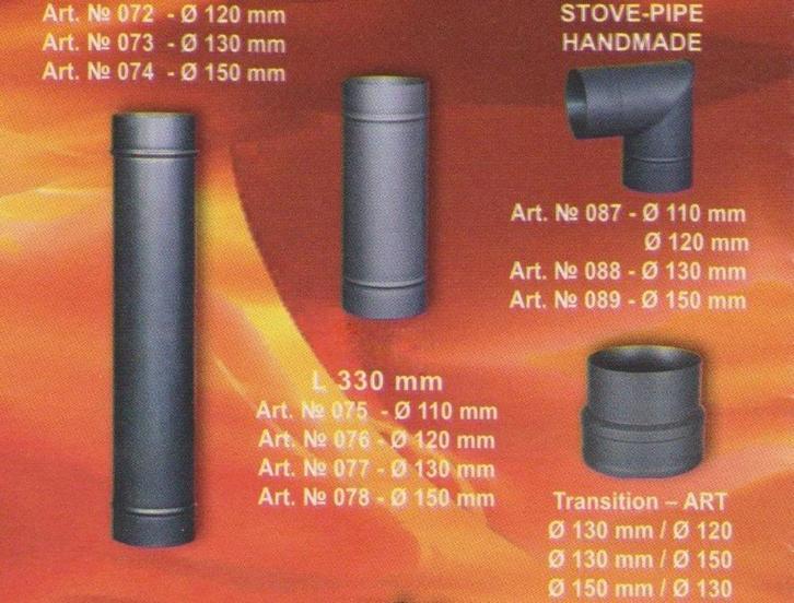 Kachelpijpen, buizen van Ø 110, 120, 130 en 150 mm, Doe-het-zelf en Bouw, Buizen en Afvoer, Nieuw, Ophalen of Verzenden