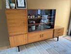 Vintage mid-century vitrinekast met glazen schuifdeuren, Ophalen, Gebruikt, 150 tot 200 cm, Mid-century