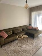 Groene velvet zetel met lounge., Ophalen, Zo goed als nieuw