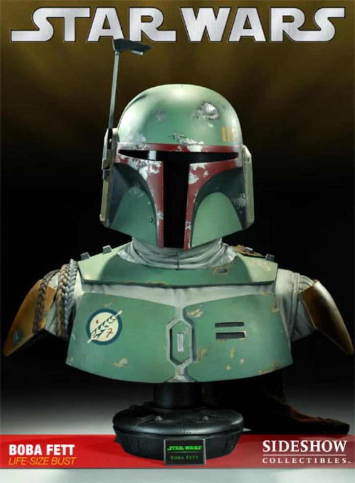 BLACK FRIDAY Sideshow Boba Fett Life Size Bust signed Jeremy, Verzamelen, Star Wars, Zo goed als nieuw, Beeldje of Buste, Ophalen