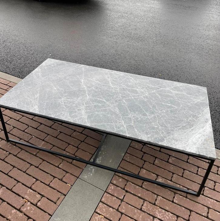 Silver mink marmere salontafel., Huis en Inrichting, Tafels | Salontafels, Zo goed als nieuw, Rechthoekig, Metaal, Ophalen