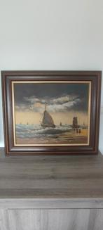 Olie schilderij op doek zeegezicht van de schilder J.Kok, Ophalen of Verzenden