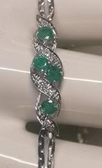 Gouden armband met smaragden en diamanten, Bijoux, Sacs & Beauté, Bracelets, Comme neuf, Avec pierre précieuse, Or, Enlèvement