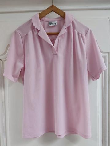 Prachtige vintage lichtroze blouse, maat XL