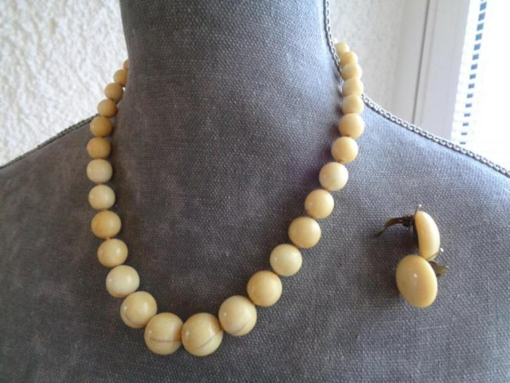 Bijoux. Ancien. Collier / Boucles d'oreilles. Vintage., Handtassen en Accessoires, Kettingen, Gebruikt, Overige materialen, Overige kleuren