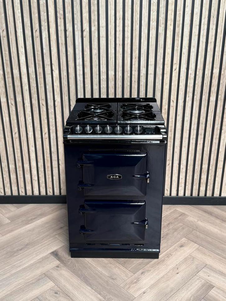 Aga 60cm Gas Fornuis Donkerblauw + 2x Elektrische Oven, Elektronische apparatuur, Fornuizen, Gas, Grill, Ophalen of Verzenden