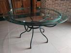Ronde glazen tafel, Huis en Inrichting, Tafels | Eettafels, Ophalen, Rond, Zo goed als nieuw, Vijf personen of meer
