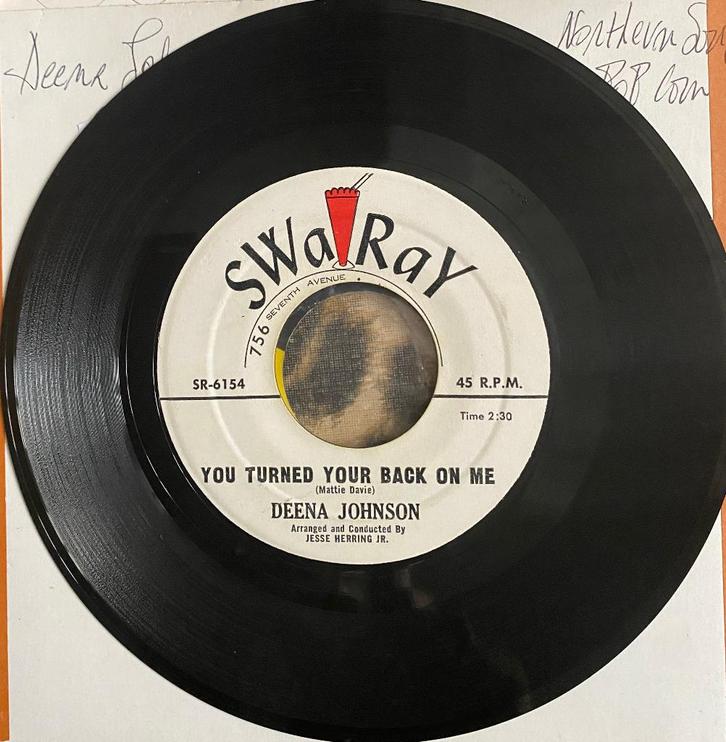 Deena Johson You Turned Your Back On Me Label Swa Ray, CD & DVD, Vinyles | R&B & Soul, Utilisé, Soul, Nu Soul ou Neo Soul, 1960 à 1980