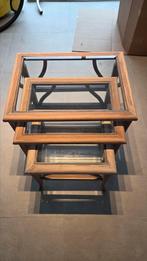 houten bijzettafeltjes, vintage, rustiek, 3 stuks, 55 à 75 cm, Enlèvement, Rectangulaire, Bois