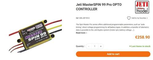 JETI SPIN 99 PRO OPTO esc, Hobby en Vrije tijd, Modelbouw | Radiografisch | Vliegtuigen, Gebruikt, Elektro, Ophalen of Verzenden