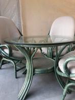 Rotan tafel + 4 Rotan stoelen, Ophalen, 4 zitplaatsen, Gebruikt, Rotan