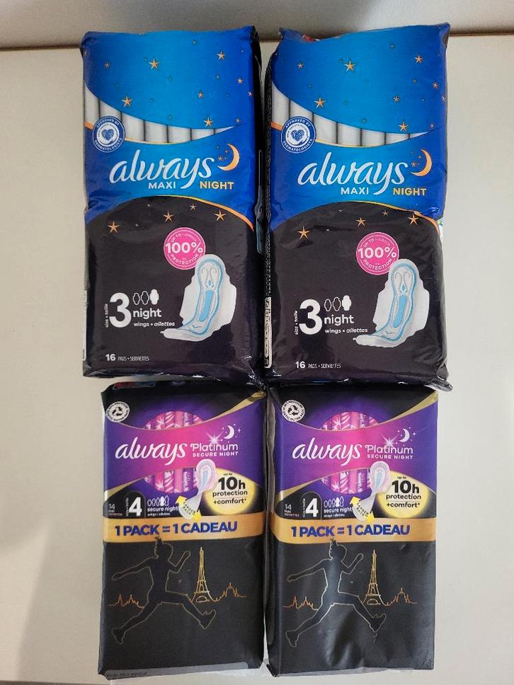 4x Always night maandverband platinum secure & maxi night, Diversen, Verpleegmiddelen, Nieuw, Ophalen of Verzenden