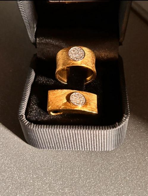 18 k goud ring + kettinghanger, Handtassen en Accessoires, Ringen, Zo goed als nieuw, Goud, Ophalen