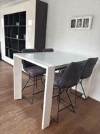Glazen hoge tafel met 4 draaistoelen, Huis en Inrichting, Ophalen, Zo goed als nieuw, Glas, Vier personen
