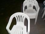 Tuinstoelen wit 4 stuks + 2 suks, kleur wit, PVC, heel goed, Ophalen of Verzenden, Gebruikt, Kunststof, Stapelbaar
