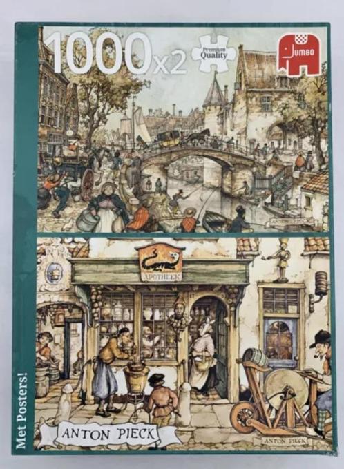 Anton Pieck Puzzel 2x 1000 st. Koets op de Brug / Apotheek, Hobby en Vrije tijd, Denksport en Puzzels, Zo goed als nieuw, Verzenden