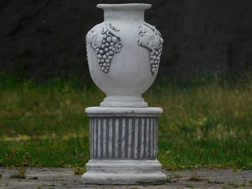 Tuinvaas Druiven op Sokkel - 54 cm - Steen, Tuin en Terras, Tuinvazen, Nieuw, Ophalen of Verzenden