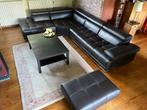 Hoeksalon 5 zitplaatsen zwart leder, Huis en Inrichting, Ophalen, Gebruikt, Leer